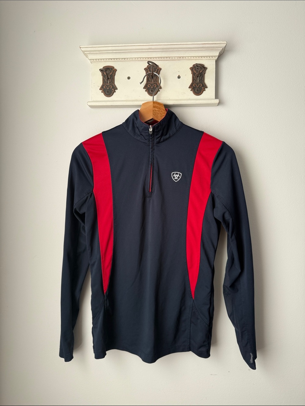 Ariat Navy and Red Performance Zip Pullover Jacket